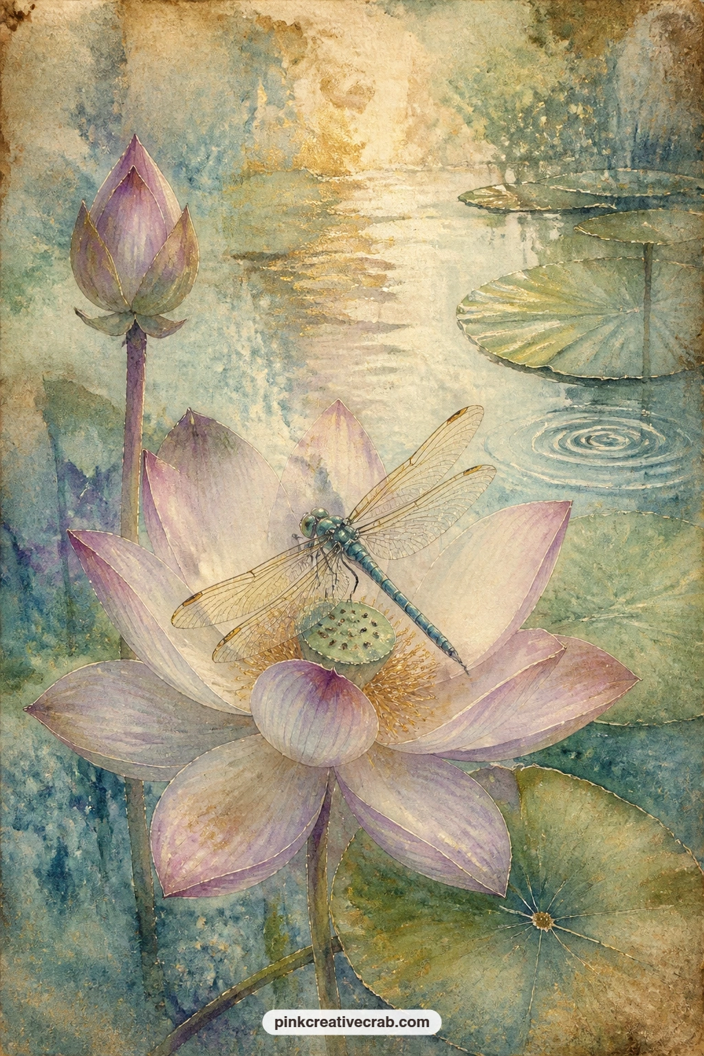 37 Free Dragonfly Junk Journal Pages With Lily Ponds, Stained Glass Wings and Summer Reeds