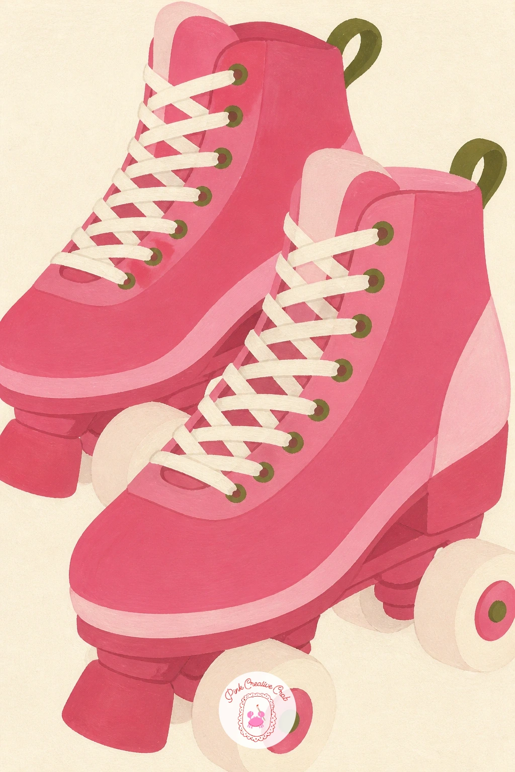 Pair of Pink Roller Skates — Lace up a pair of pink roller skates next, a satisfyingly chunky subject once you break the boot down into a few simple rounded