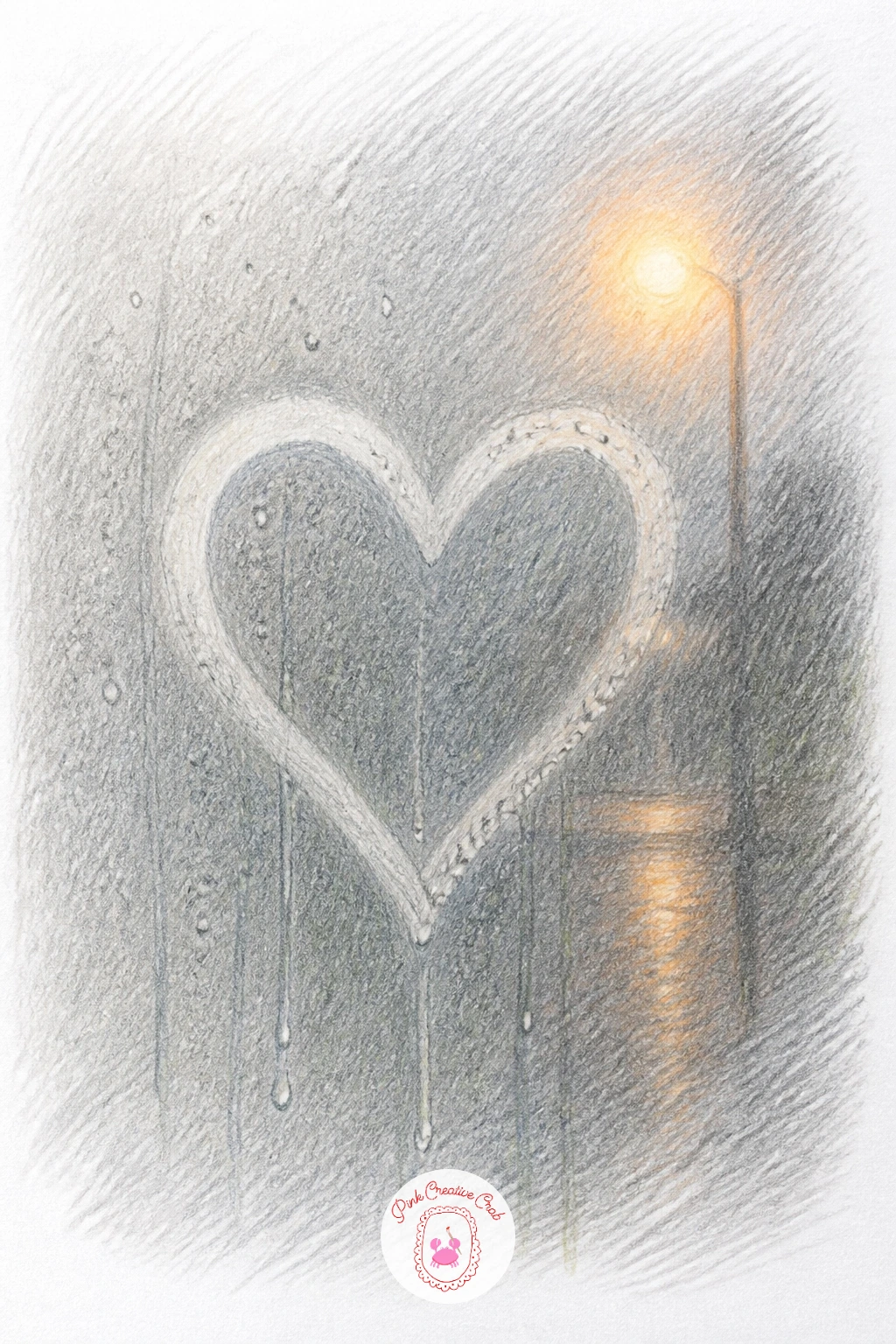 Heart Drawn on a Fogged Window — Fill a simple window pane shape with an even, light layer of pale blue grey to suggest condensation fog, keeping the color