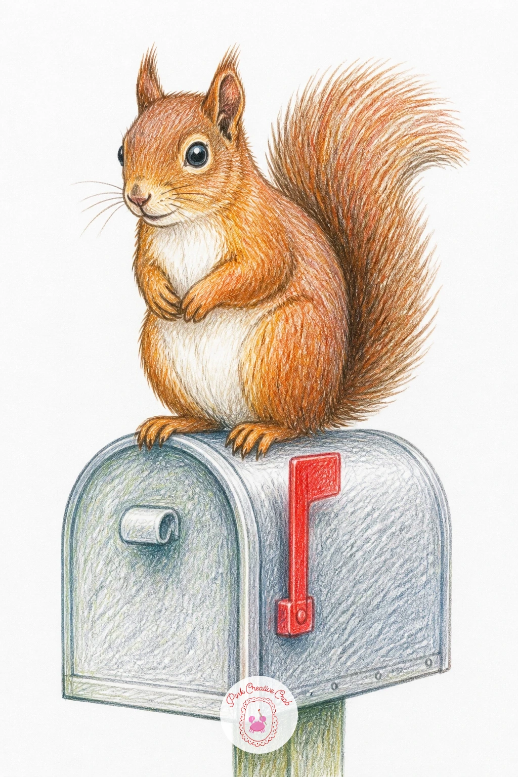 Squirrel Perched on a Mailbox — Set this one up as a small roadside scene: a squirrel balanced on the rounded top of a mailbox, body upright and alert as if