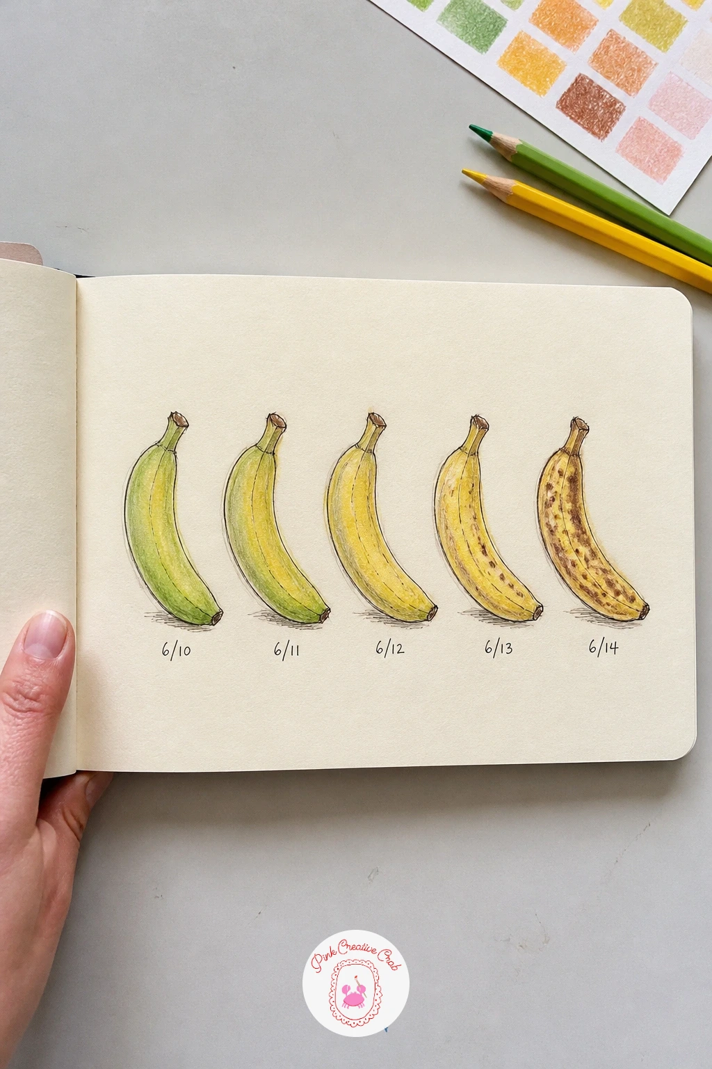 One Banana Drawn Every Day — Set a banana on the counter and draw it first thing, before it tempts you into eating it. How to fill your sketchbook