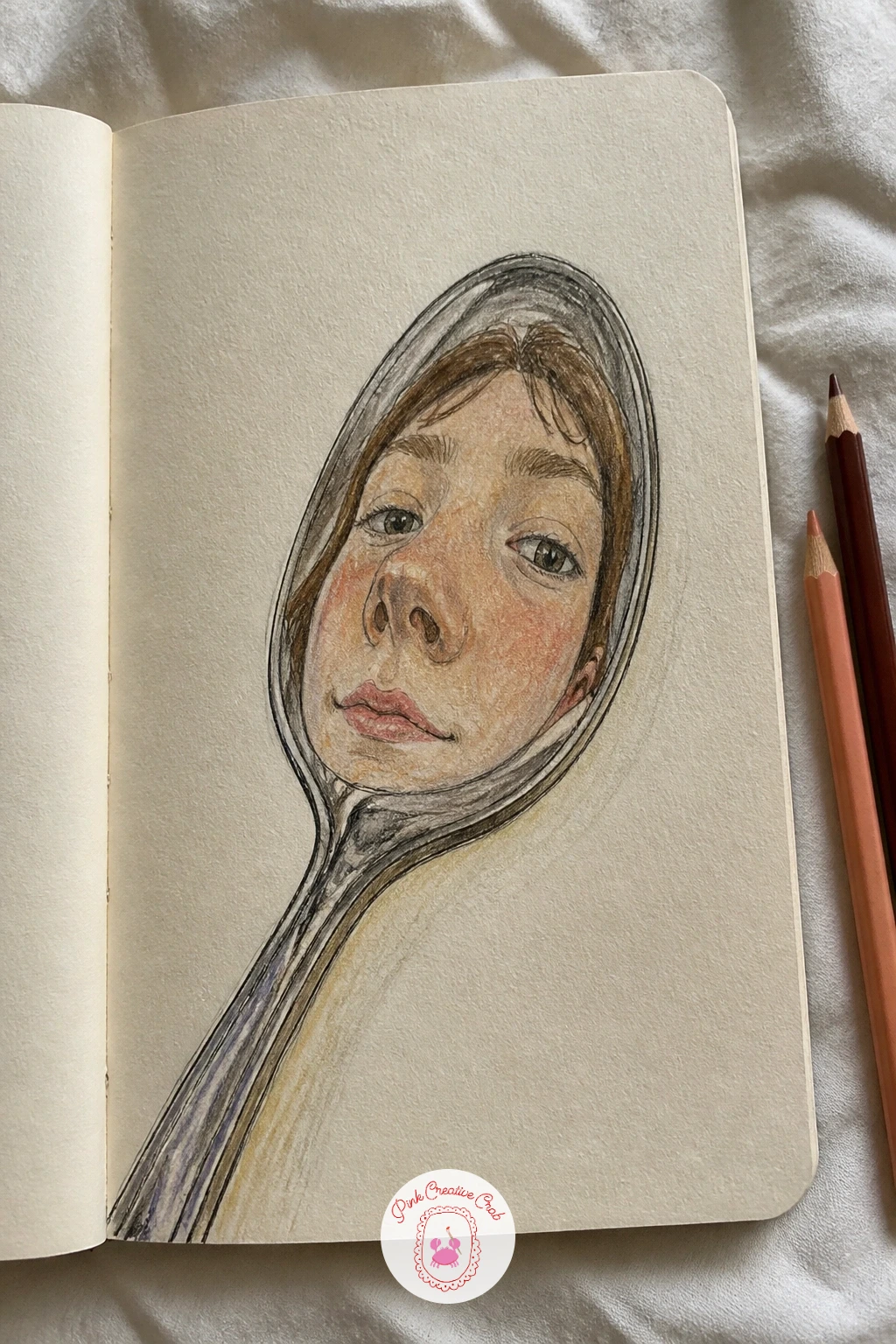 Self-Portrait In A Spoon — Pick up the shiniest spoon in the kitchen drawer and hold it at arm's length. How to fill your sketchbook