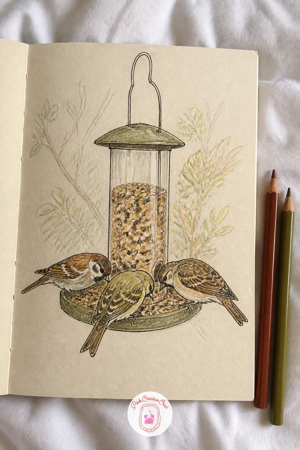 Birds At The Feeder — Set up near a window with a feeder in view, or work from a few photos if birds move too fast to catch live. How to fill your sketchbook