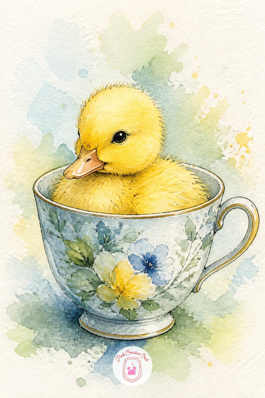 Duckling in a Teacup — Soften things back down with a duckling sitting in a teacup, a sweet, slightly surreal little vignette that works beautifully as a small