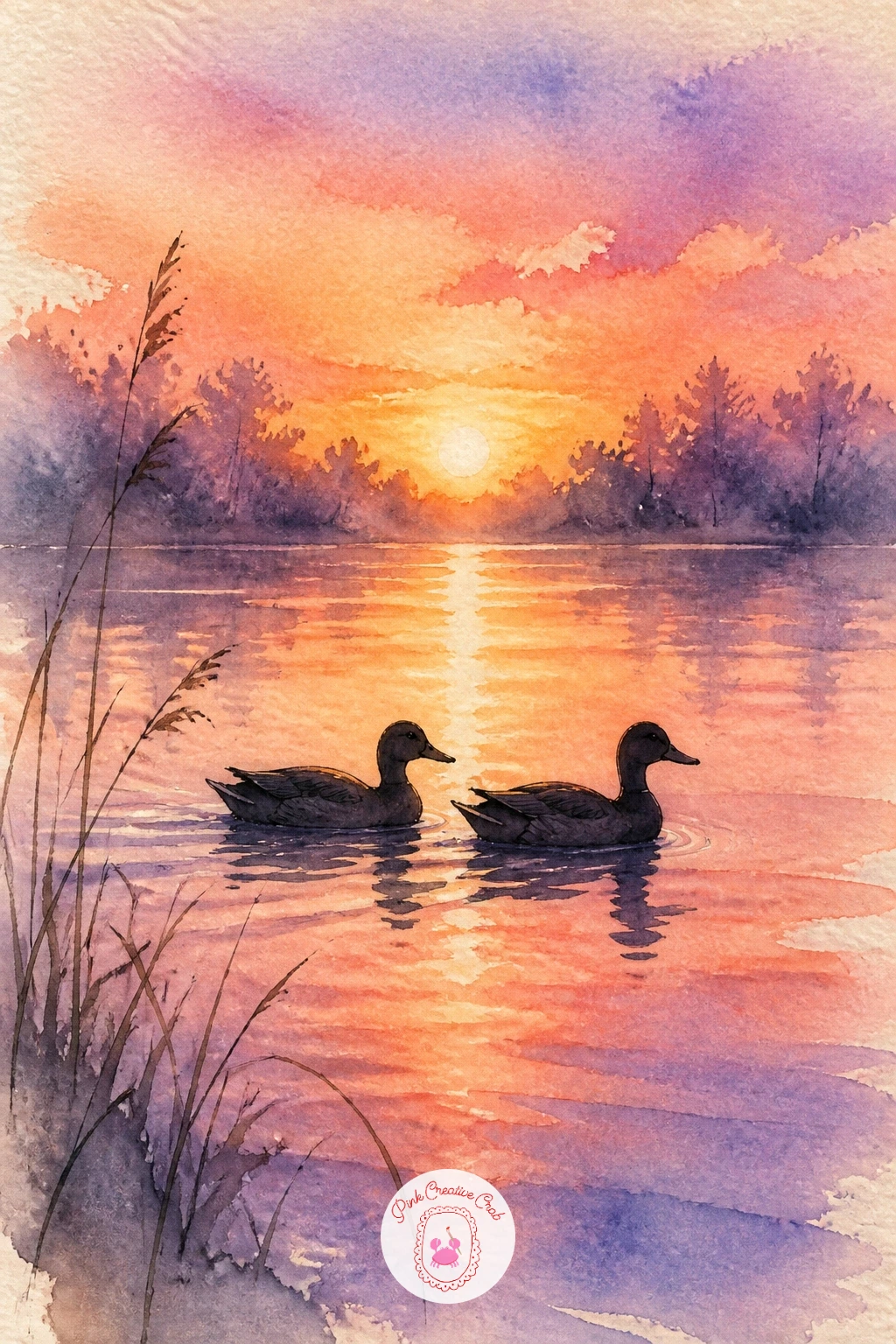 Pair of Ducks Gliding at Sunrise — Slow the pace again with a pair of ducks gliding at sunrise, a quiet subject that leans entirely on light and color rather