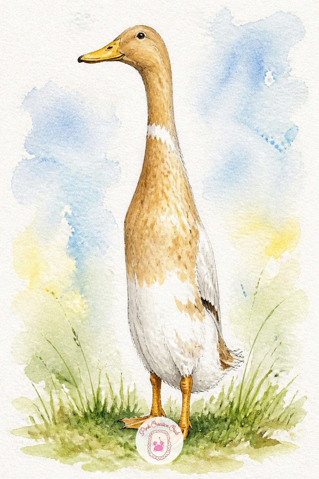 Runner Duck Standing Tall — Try something structurally different with a runner duck standing tall, since this breed's upright bowling-pin posture is unlike any