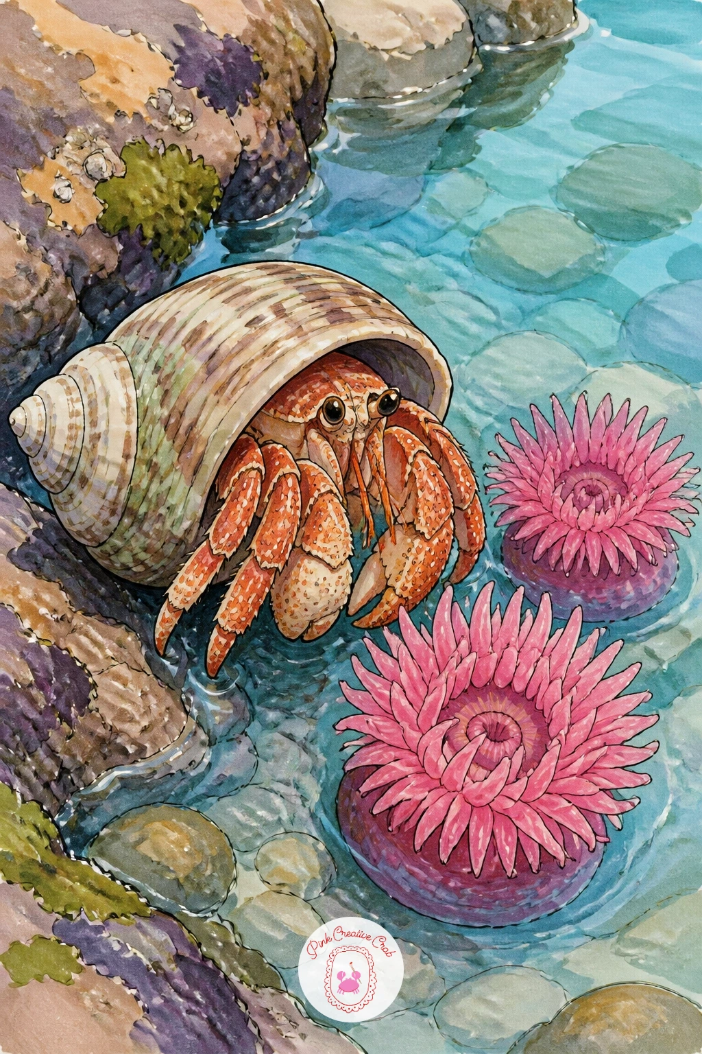 27 Hermit Crab Drawing Ideas and Other Tide Pool Friends