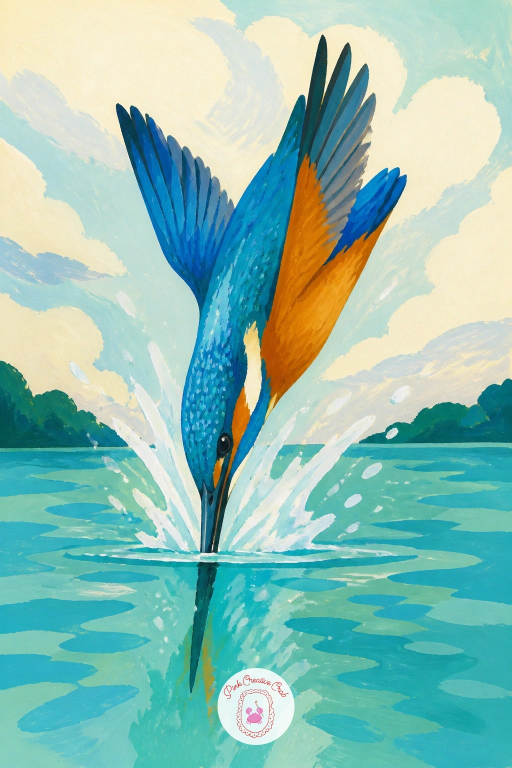 Kingfisher Diving Into Clear Water — Capturing a dive means freezing one split second, so pick the moment just before entry, body streamlined, wings pulled
