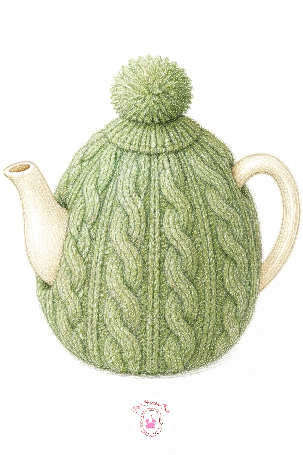 Knitted Tea Cozy on a Teapot — Keep the still life going but round out the shapes with a teapot wearing its cozy. Knitting drawing