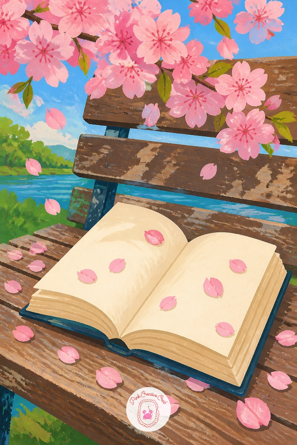 Open Book on a Bench — Quiet and still, this scene rewards patience with small shapes, so paint the bench first as a simple flat structure, then the open book