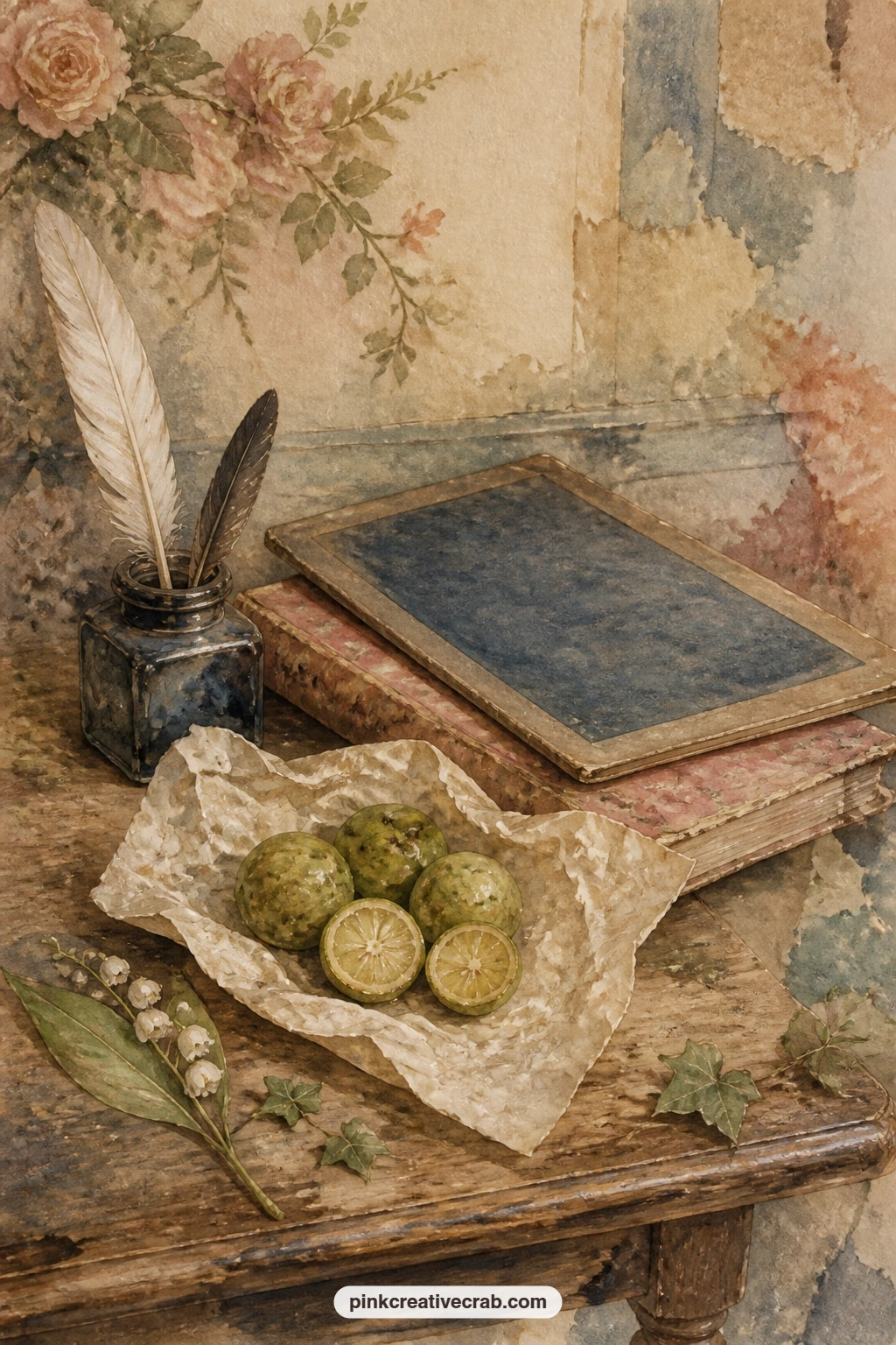 Pickled Limes On A School Desk printable page — Write what to tuck here: a classroom note, a dried flower kept from a desk, or a list of small forbidden treats