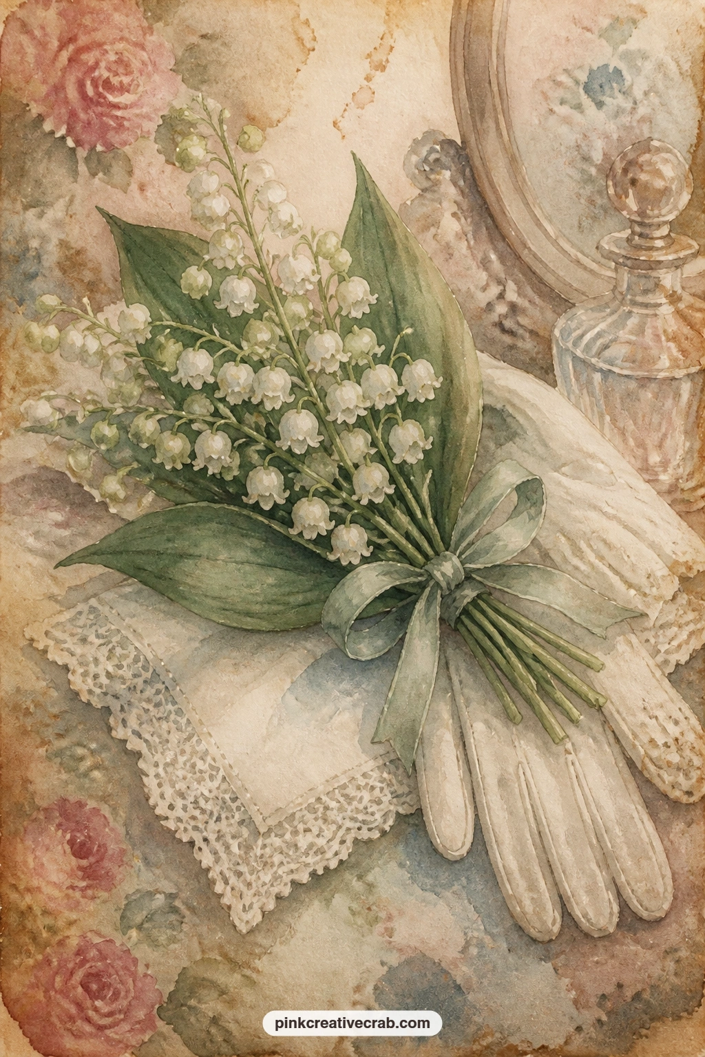 Lily Of The Valley Bouquet printable page — Here you also find more about Valentines Junk Journal pages if a wedding or love theme page like this one calls for