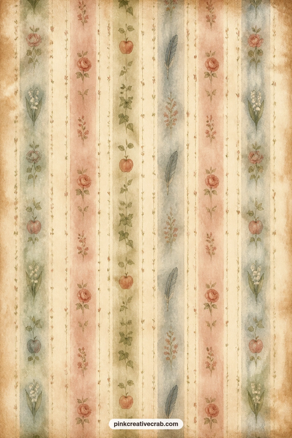 Faded Wallpaper Stripe Pattern printable page — Soft vertical stripes fill this sheet like old parlor wallpaper, well suited to a cover, a pocket lining, or