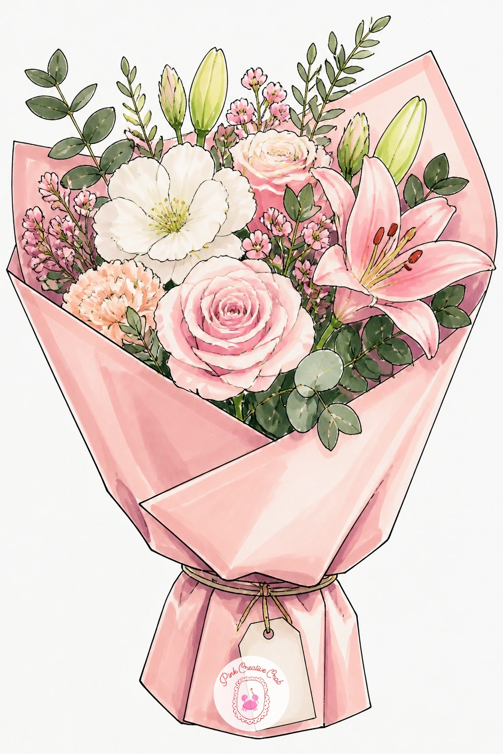 28 Flower Shop Drawing Ideas of Corner Florists, Flower Carts and Paper-Wrapped Bouquets