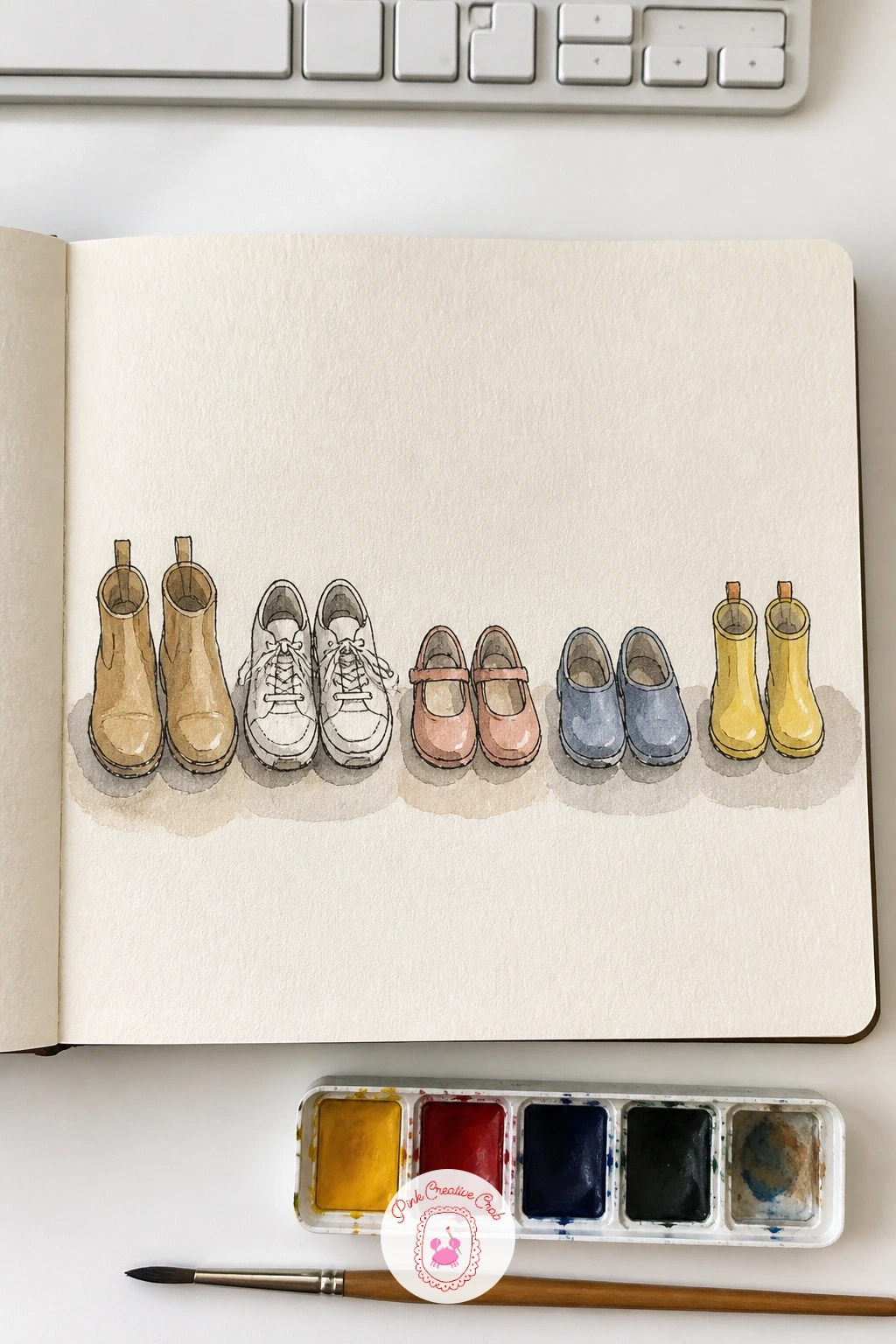 Shoes by the Front Door — Shoes lined up at the door are an easy page because they already come arranged for you. Sketchbook fillers