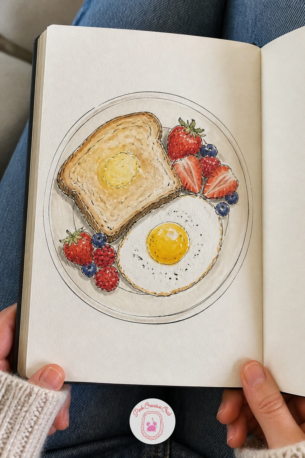 Today's Breakfast Plate — Draw breakfast before you eat it, which forces you to work fast and loose rather than fussing. Sketchbook fillers
