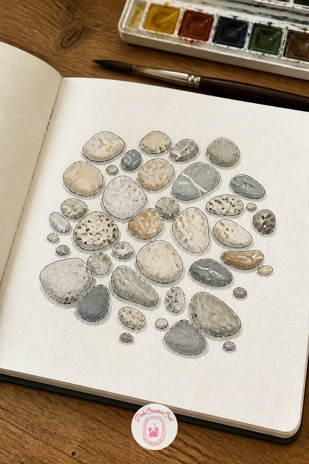 Pebbles From the Garden Path — Gather a handful of pebbles from outside and tip them onto the page in front of you, since their real charm is how different