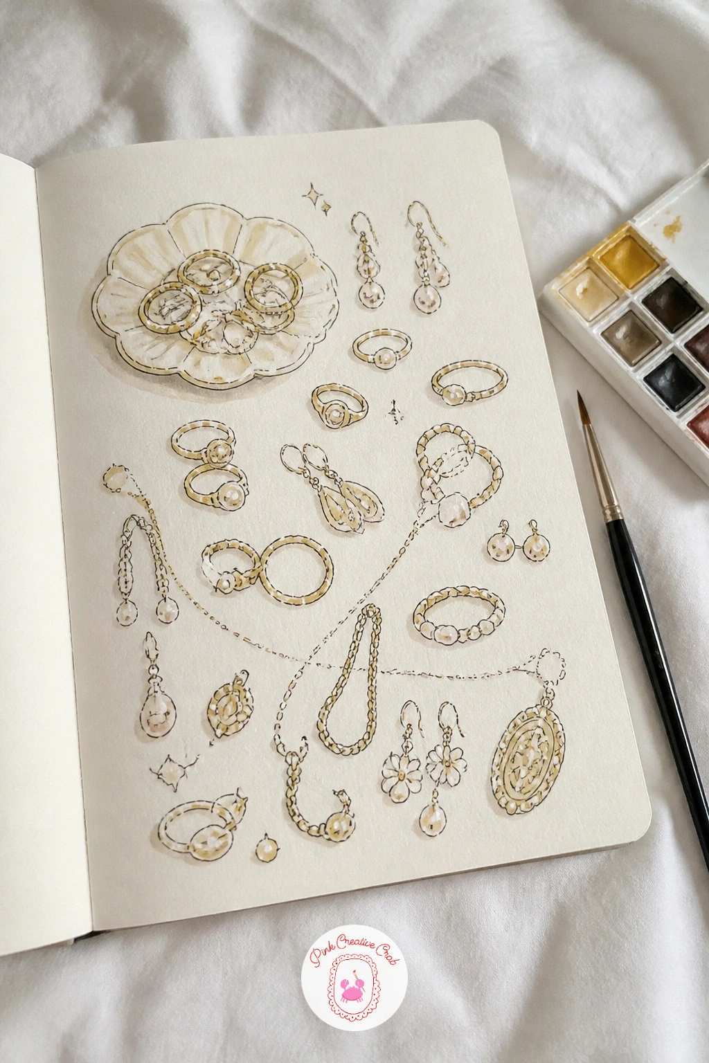 Jewelry From the Trinket Dish — A trinket dish is full of small, shiny, fiddly things, which makes it a good test of patience and a good page to work slowly