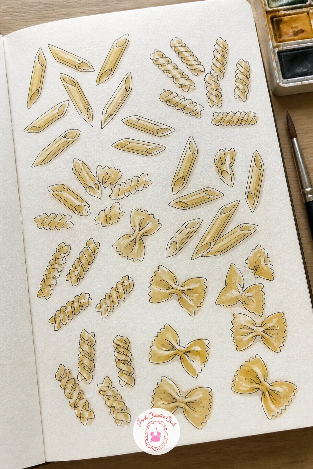 Pasta Shapes — Dried pasta from the pantry is an underrated subject because the shapes are so varied and so forgiving: a twist, a tube, a little bow, a shell.