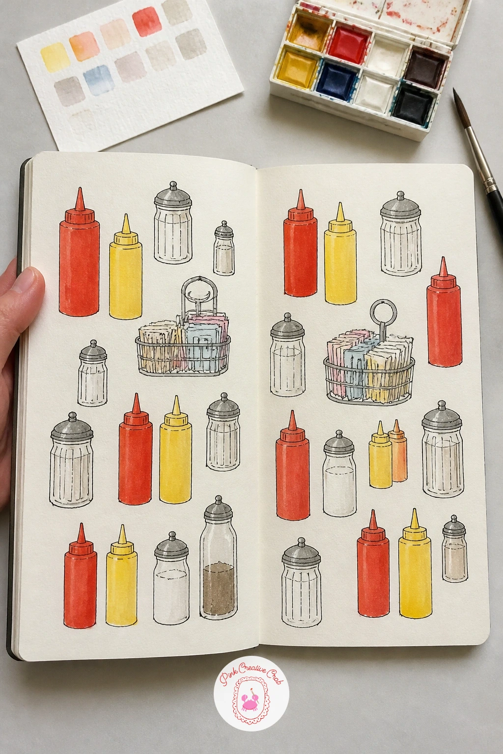 Diner Table Condiments — A diner table condiment tray is a small, cheerful still life that is basically waiting for you between courses: ketchup and mustard