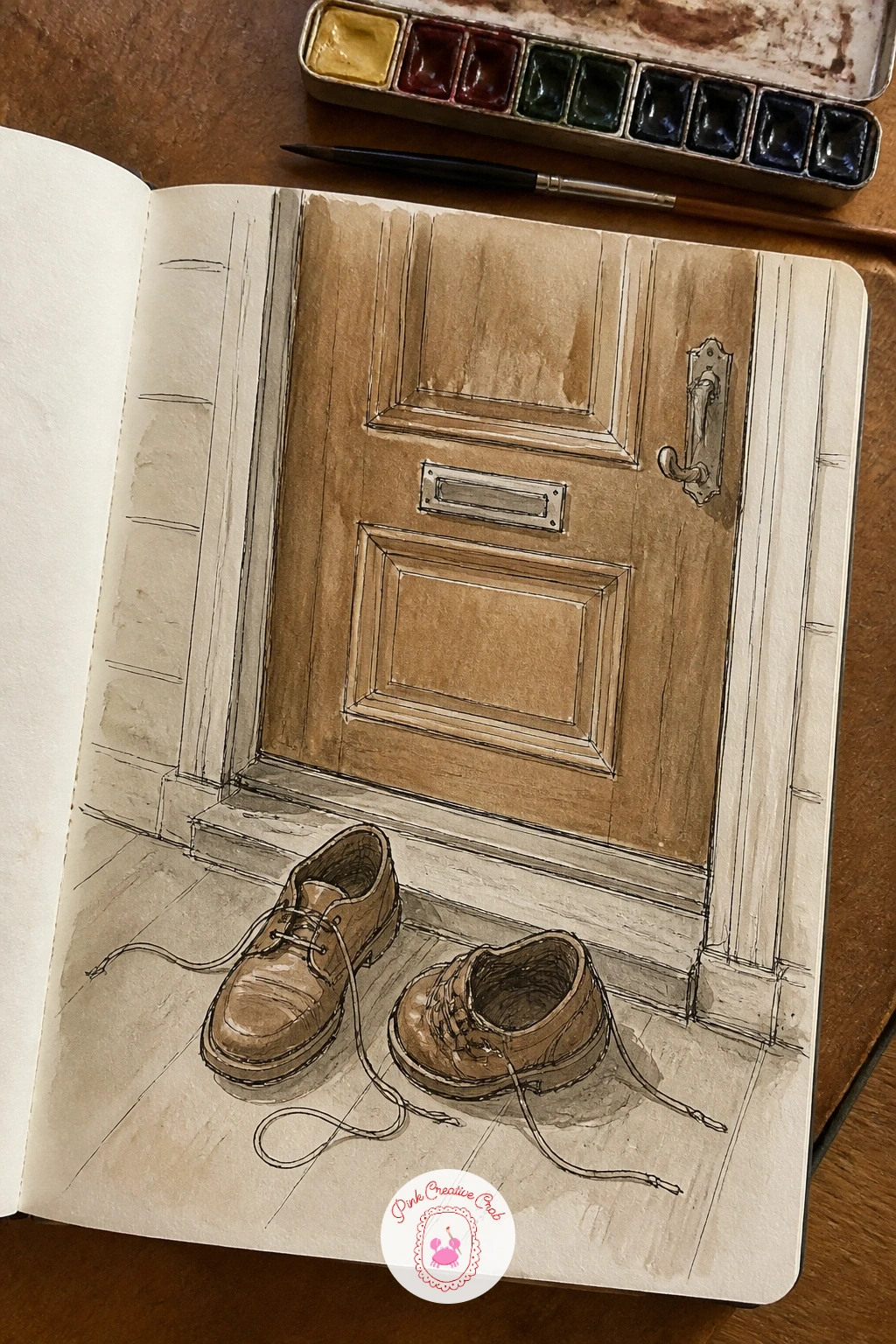 Shoes by the Front Door — Shoes kicked off by the front door are a classic observational drawing sketchbook subject because they are full of personality