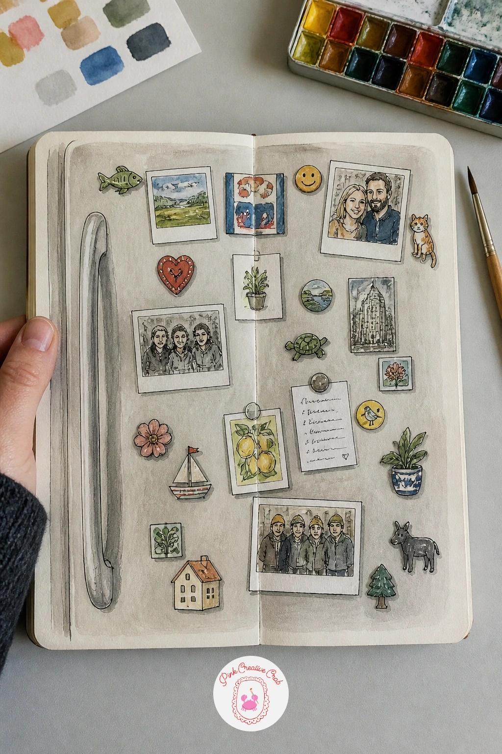 Fridge Door Covered in Magnets and Photos — A fridge door covered in magnets, photos and the odd stray note is a genuinely fun observational drawing sketchbook