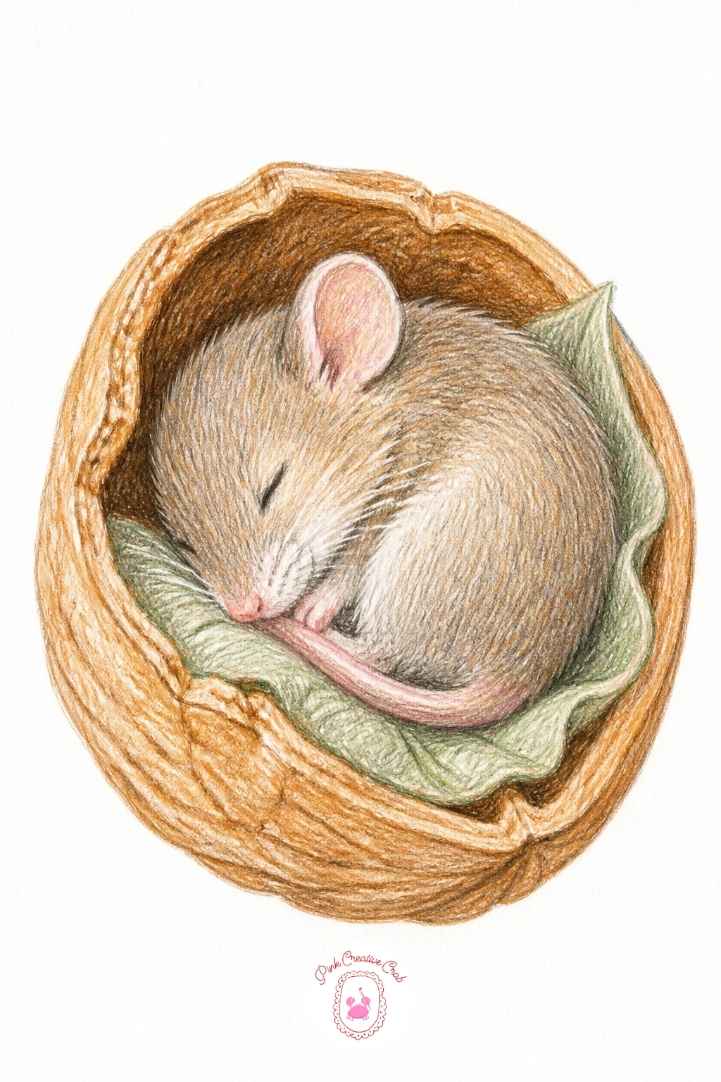 Mouse Asleep in a Walnut Shell — Move next to a mouse asleep in a walnut shell, which asks for almost no detail at all and forgives any wobble in your line.