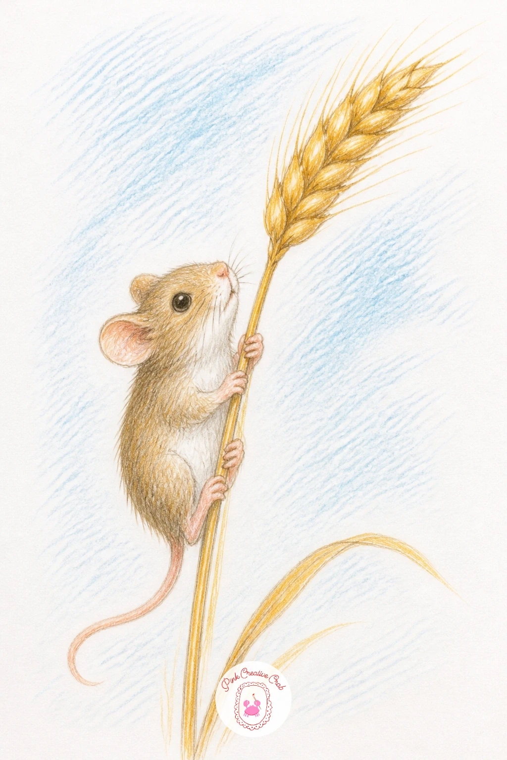 Mouse Climbing a Wheat Stalk — Give the next drawing some height with a mouse climbing a wheat stalk, which is really an exercise in bending a single long line
