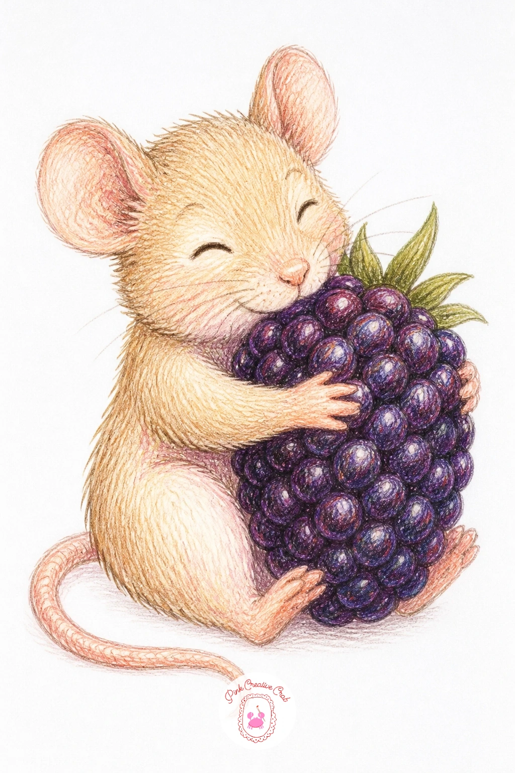Mouse Hugging a Blackberry — Keep it simple with a mouse hugging a blackberry, one of the smallest and fastest drawings on this whole list. Mouse drawing