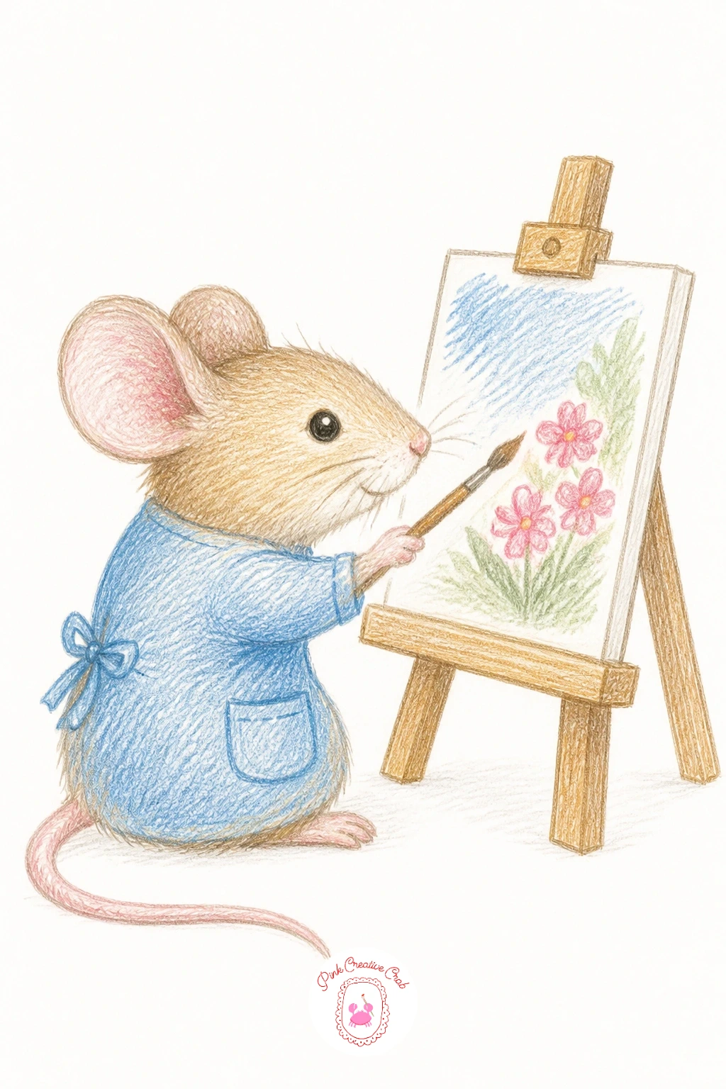 Mouse Painting at a Tiny Easel — Give the mouse a creative hobby of its own with a mouse painting at a tiny easel, a scene within a scene since you get to