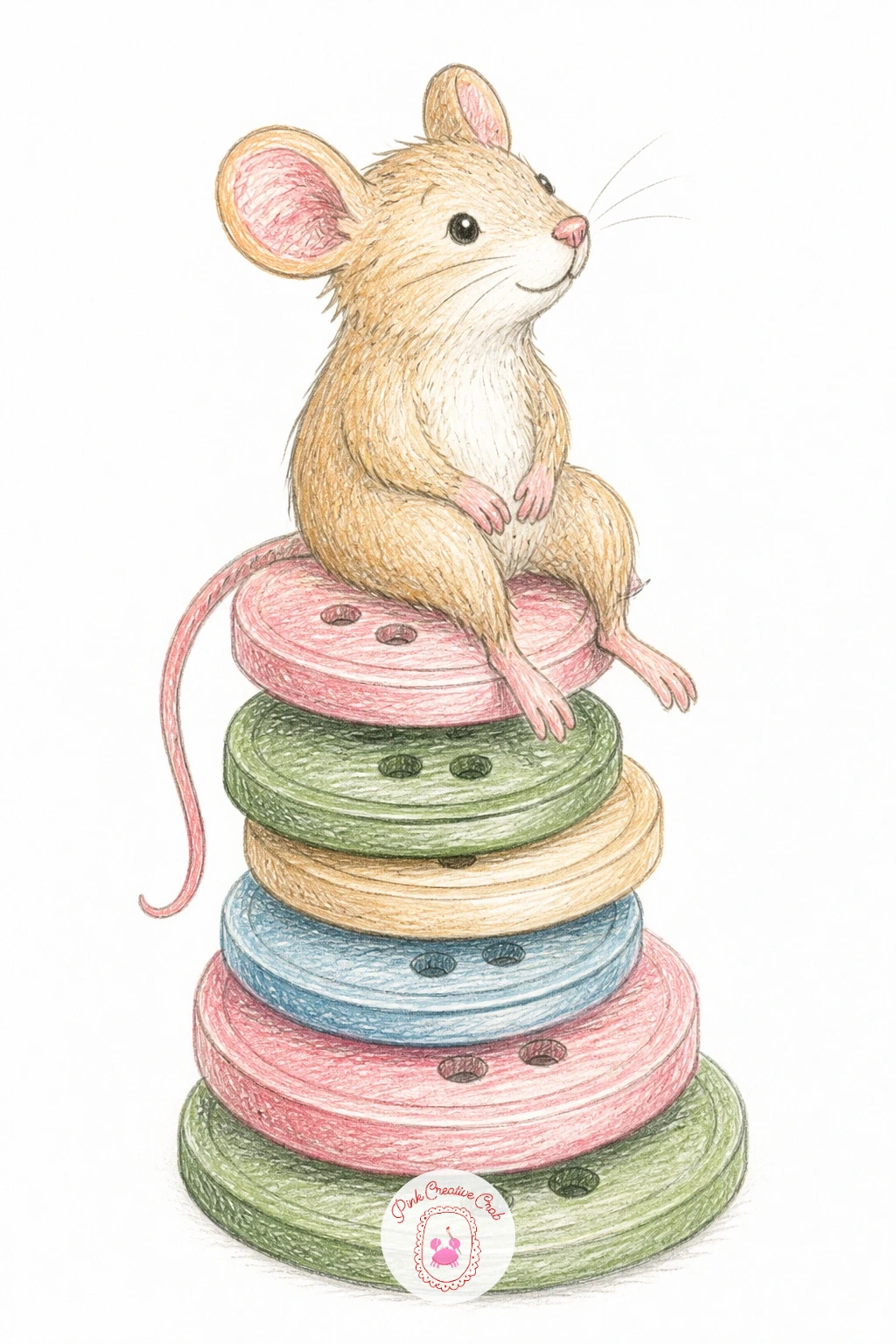 Mouse on a Stack of Buttons — Keep things playful with a mouse sitting on a stack of buttons, a simple still scene built from a few overlapping circles. Mouse