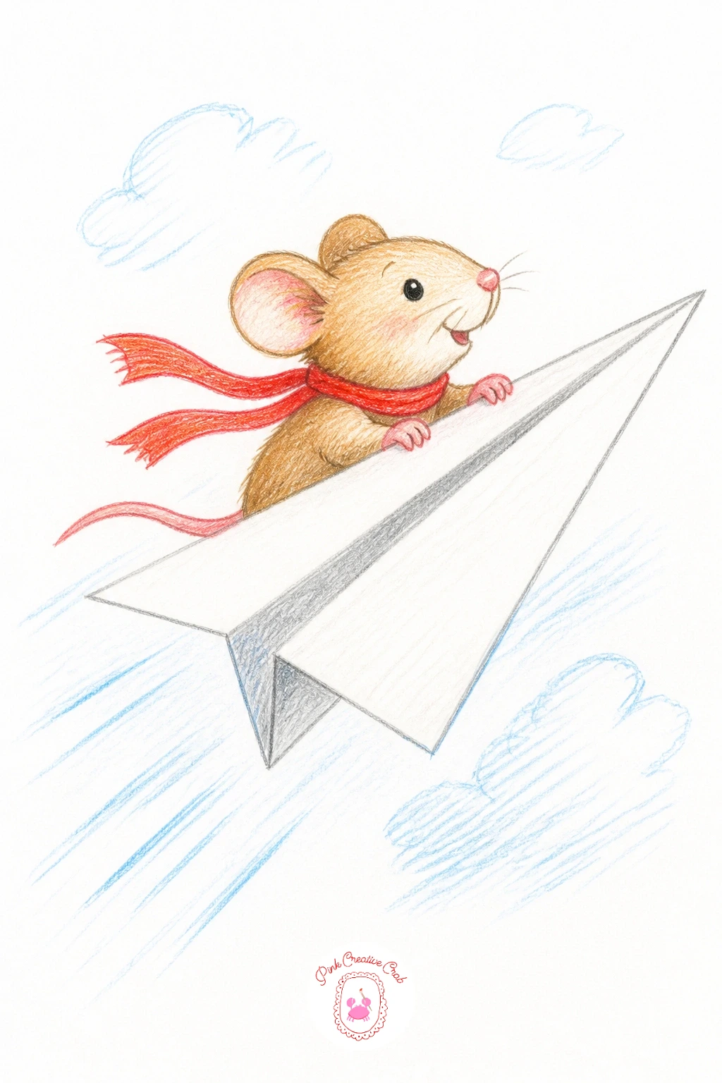 Mouse Flying a Paper Airplane — Finish the list with a mouse flying a paper airplane, a scene full of movement that makes a satisfying final piece. Mouse