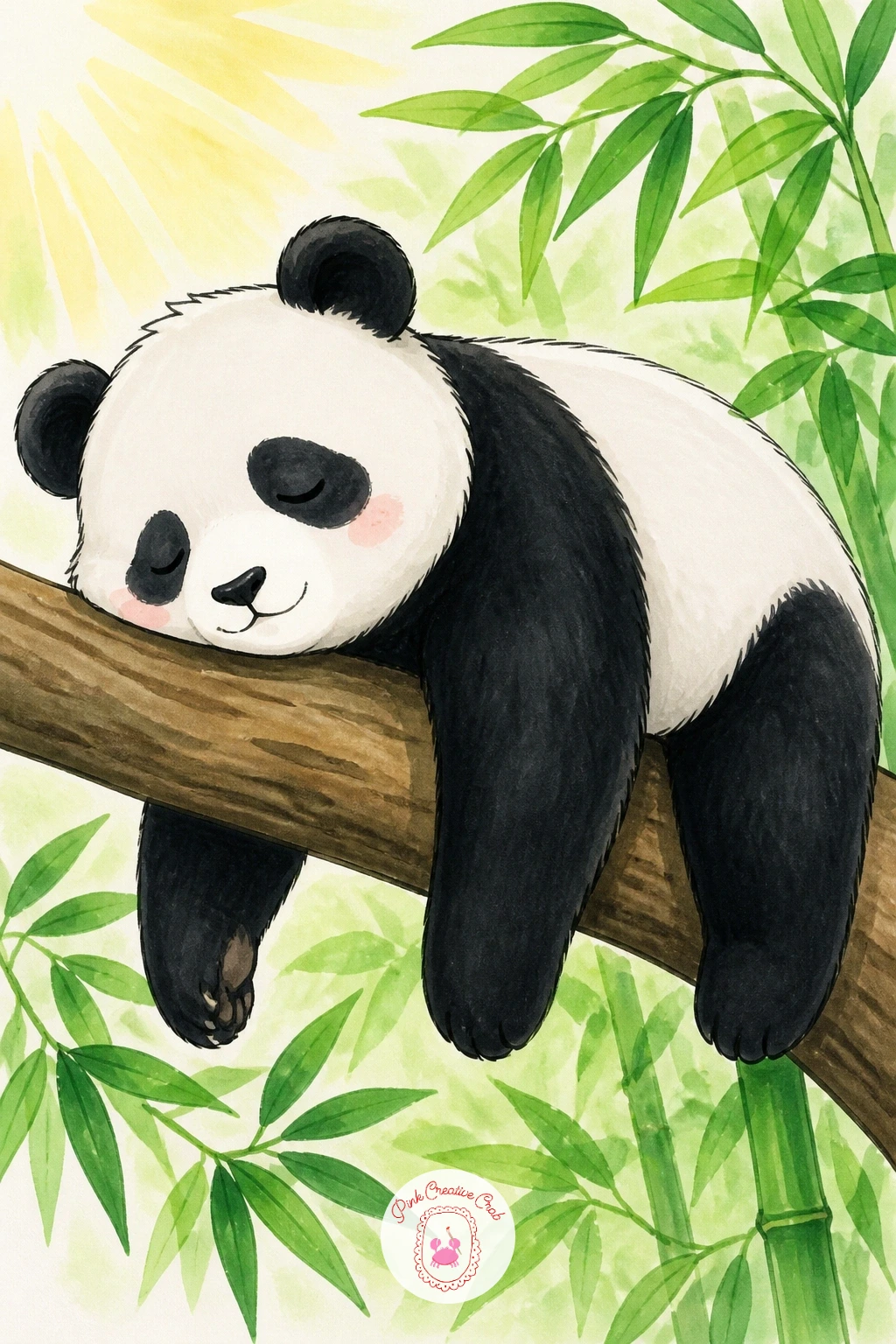Panda Napping on a Branch — Once the sitting panda feels comfortable, try one draped loosely over a tree branch, limbs hanging down on either side like a sack