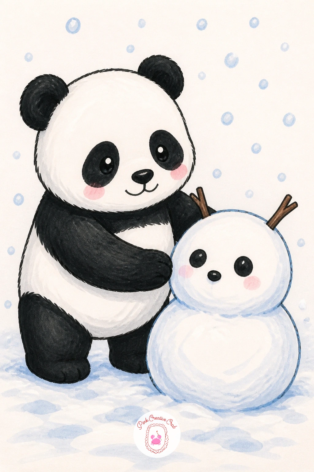 Panda Building a Snow Panda — Finish the whole list with a bit of a joke: a real panda standing proudly beside its own snow sculpture, built in its own