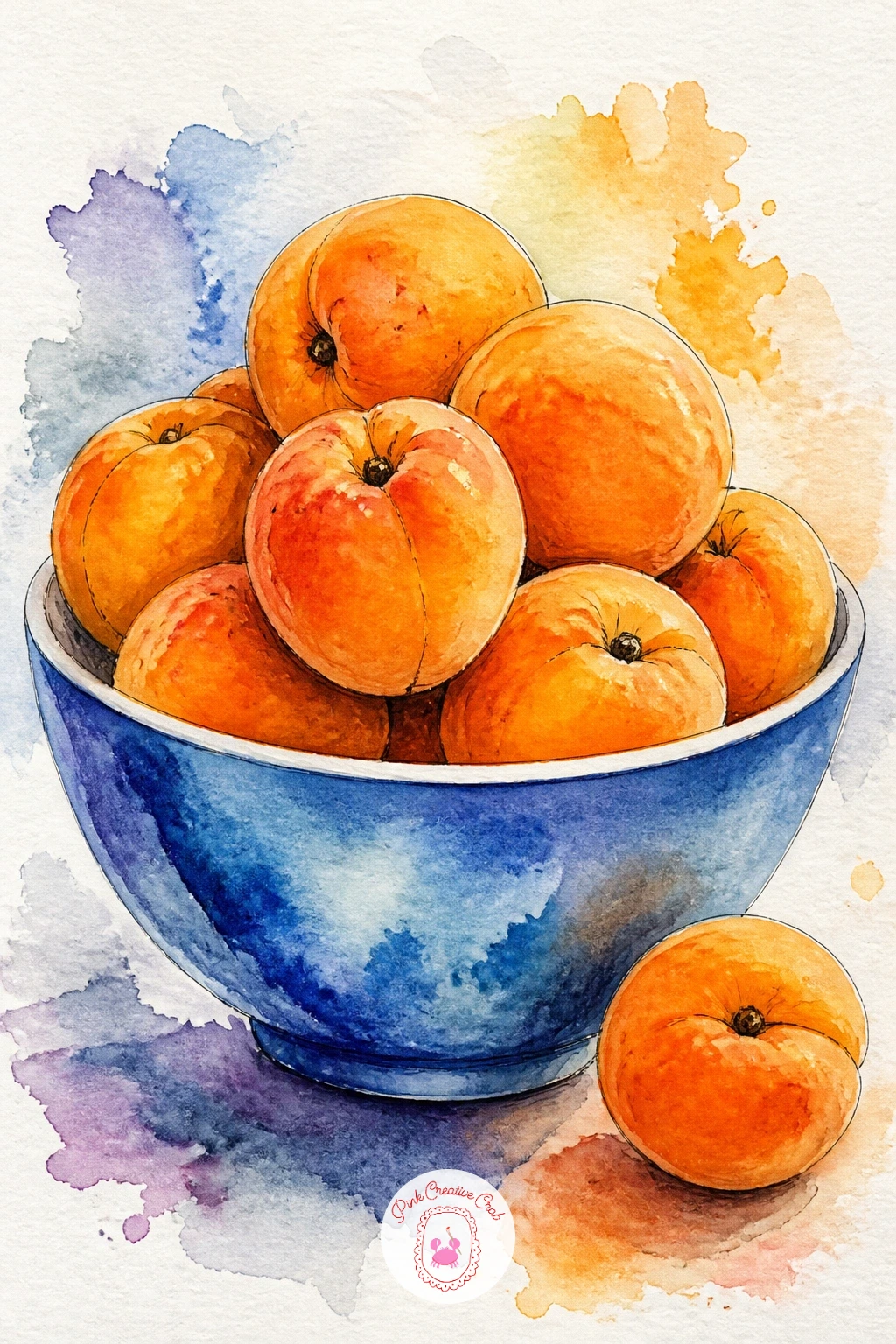 Apricots in a Blue Bowl — Apricots piled in a blue ceramic bowl give you a chance to play warm orange against cool blue, a classic contrasting pairing. Apple