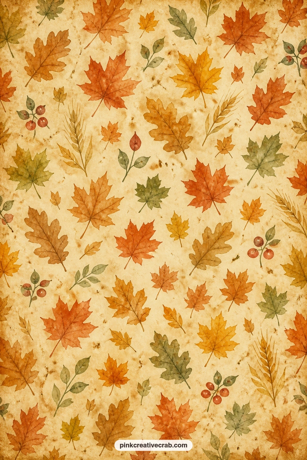 Autumn Leaf Repeat printable page — Use this behind a photo of your own backyard trees, as the lining for a leaf shaped pocket, or as the cover for the whole