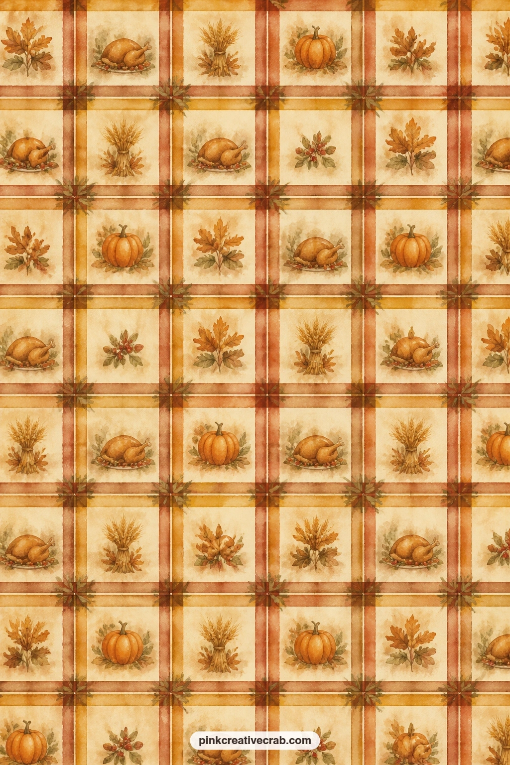 Rust And Mustard Plaid printable page — Good as a pocket lining for ticket stubs, a wrap for a small gift tucked into the journal, or a simple cover paper