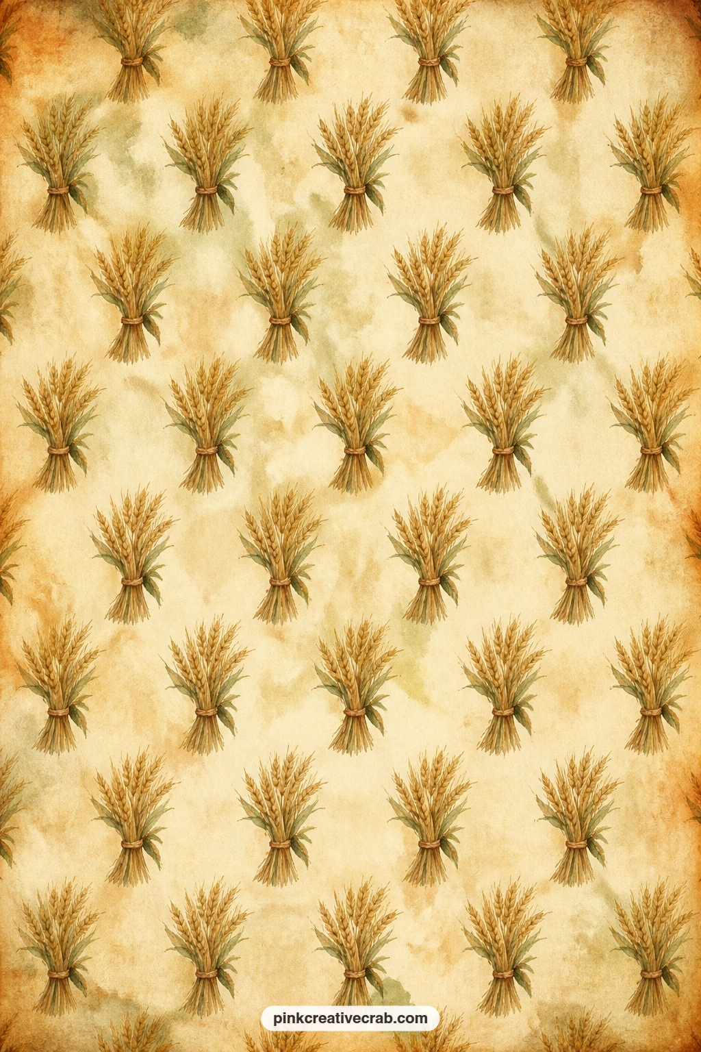 Wheat Sheaf Pattern printable page — Set this under a harvest photo, use it to line a pocket for pressed leaves, or wrap a small journal insert, as the small