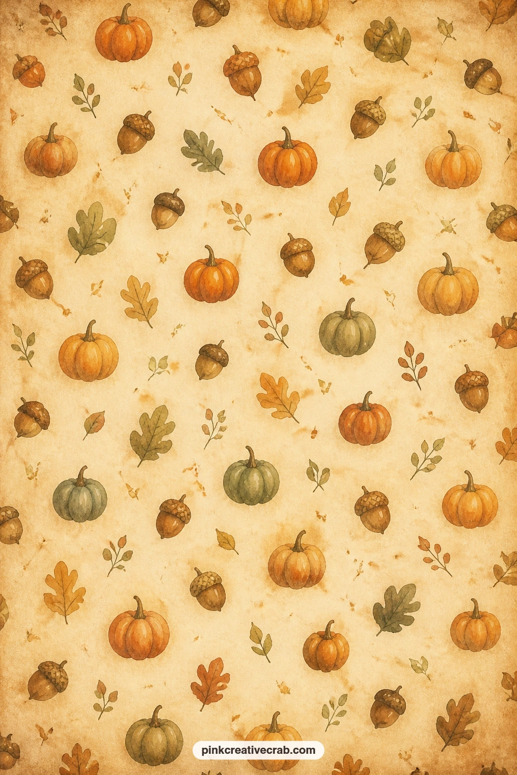 Tiny Pumpkins And Acorns printable page — Try this behind a recipe card pocket, as endpapers for the whole journal, or as a wrap for a small gift tag, with its