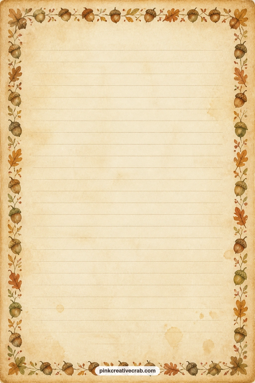Acorn Frame Page printable page — Good for a longer entry: a memory of the day, a list of what you are grateful for this year, or a letter tucked away to