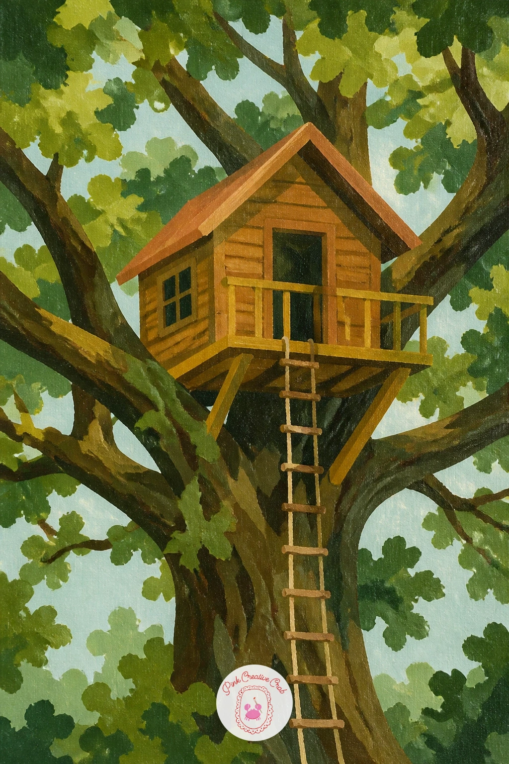 Treehouse in an Old Oak — Rough in the oak's canopy as one large soft cloud shaped mass before you place a single branch, since the treehouse needs to sit