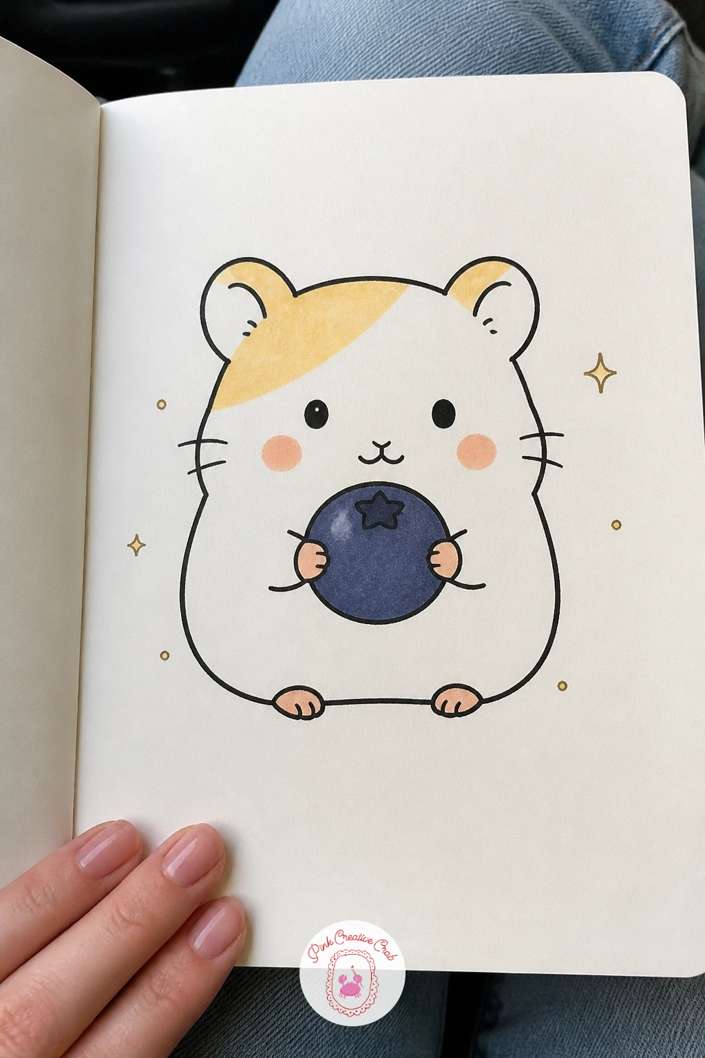 Hamster With a Blueberry — Keep the blueberry smaller than the strawberry idea earlier, roughly the size of one paw, since that size difference is what