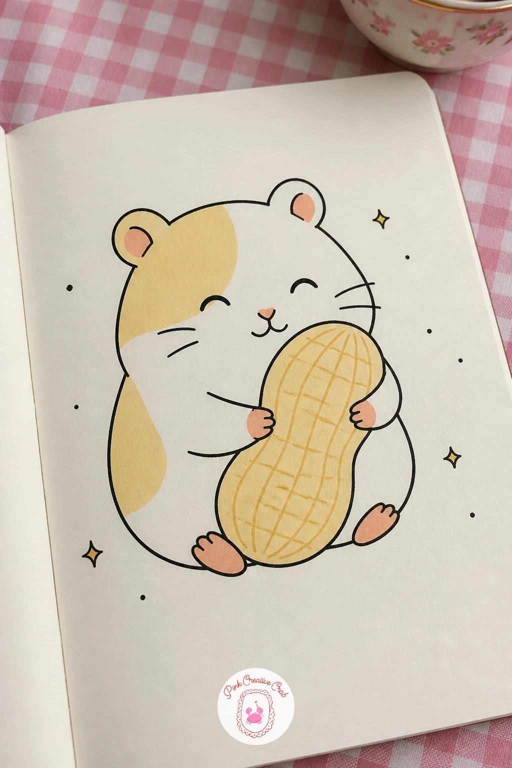 Hamster Hugging a Peanut — Shape the peanut with its characteristic pinched middle, two rounded lobes joined by a narrower waist, before fitting the hamster's