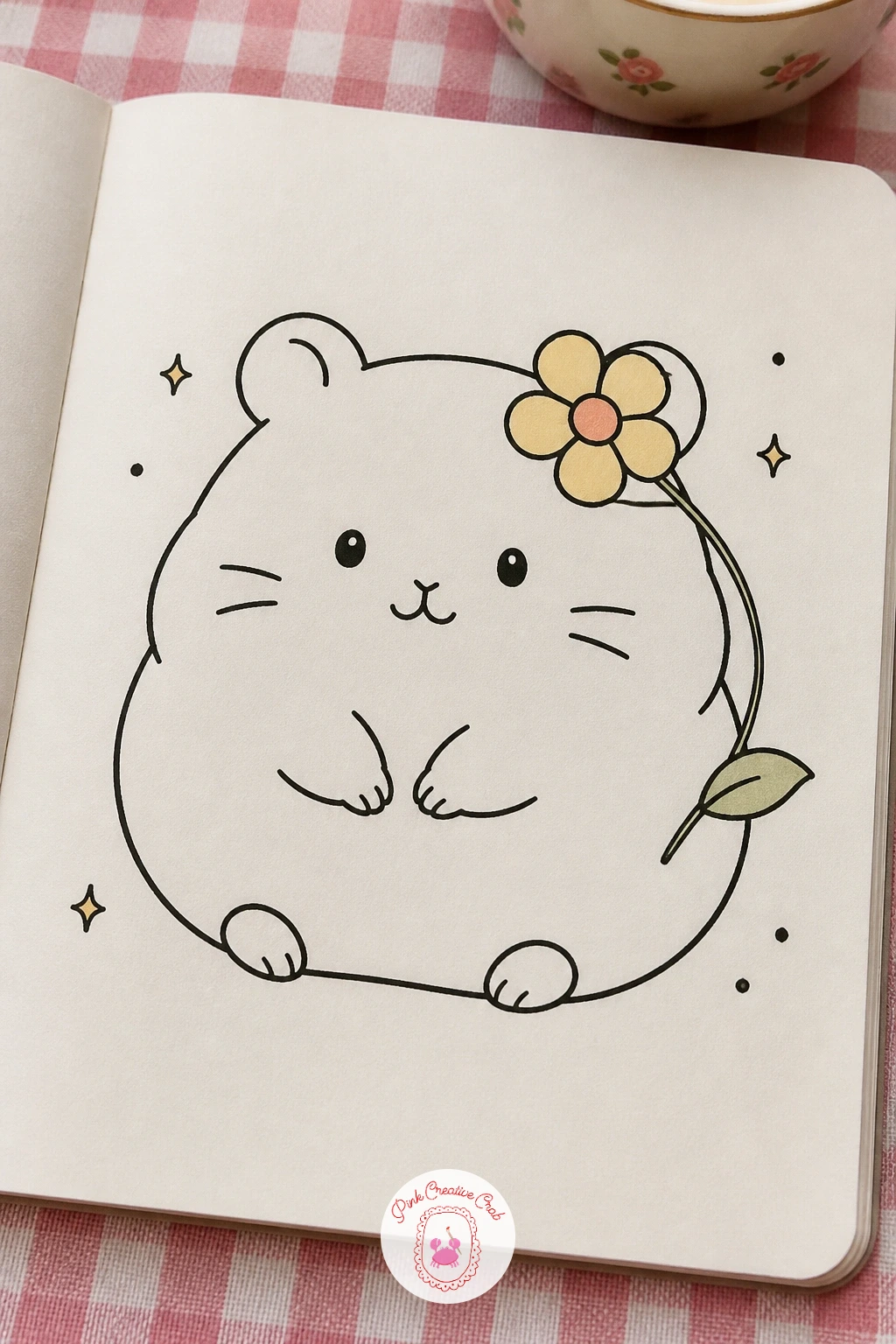 Hamster With a Flower on Its Head — Balance the flower just behind one ear rather than dead center, since a flower placed slightly off to the side looks like