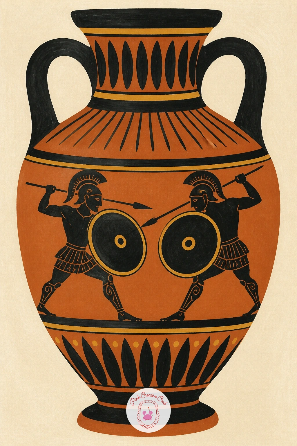 Ancient Amphora With Black Figure Decoration — An ancient amphora with black figure decoration is a satisfying object study once you have a few scenes behind