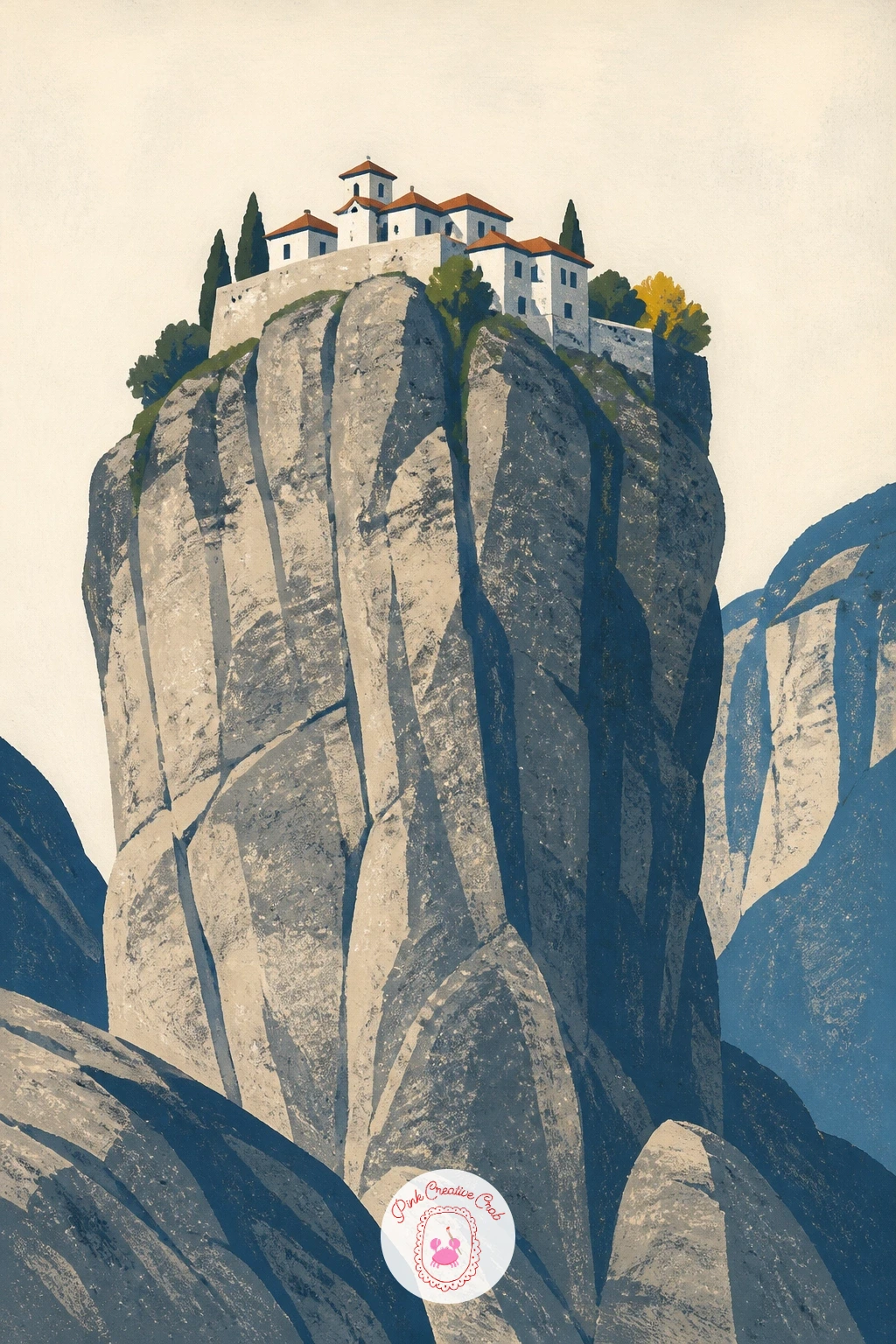 Monastery On A Rock Pillar At Meteora — The monasteries perched on rock pillars at Meteora ask you to think about scale before anything else. Greece painting
