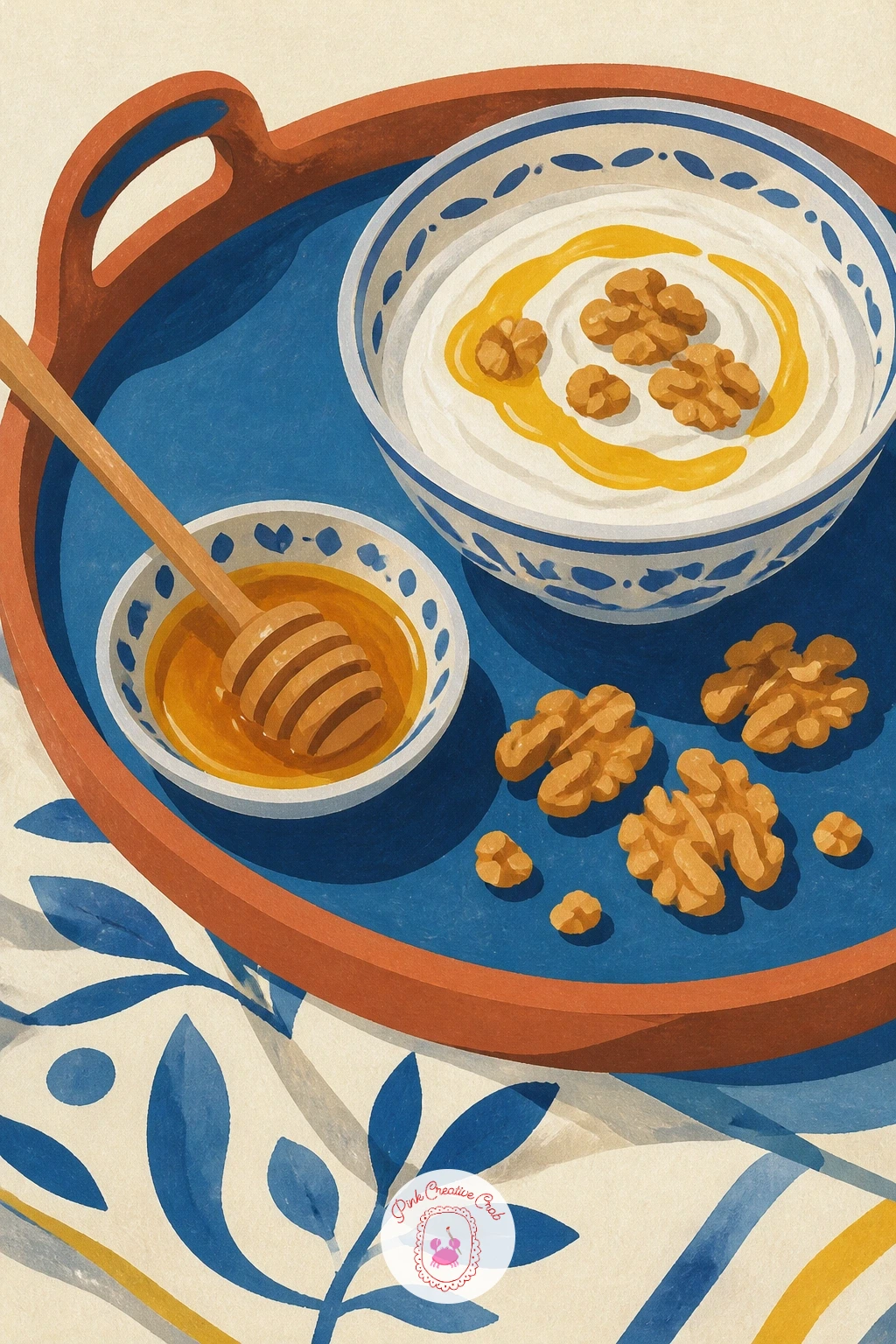 Breakfast Tray With Yogurt, Honey And Walnuts — A breakfast tray of Greek yogurt, honey and walnuts makes a lovely close, quiet still life after all these