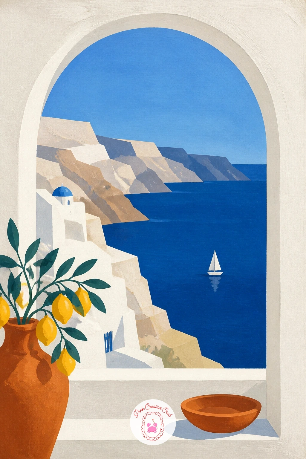 Arched Window Framing The Caldera — An arched window framing the caldera view is one of the most recognizable Santorini images, and it works because the arch