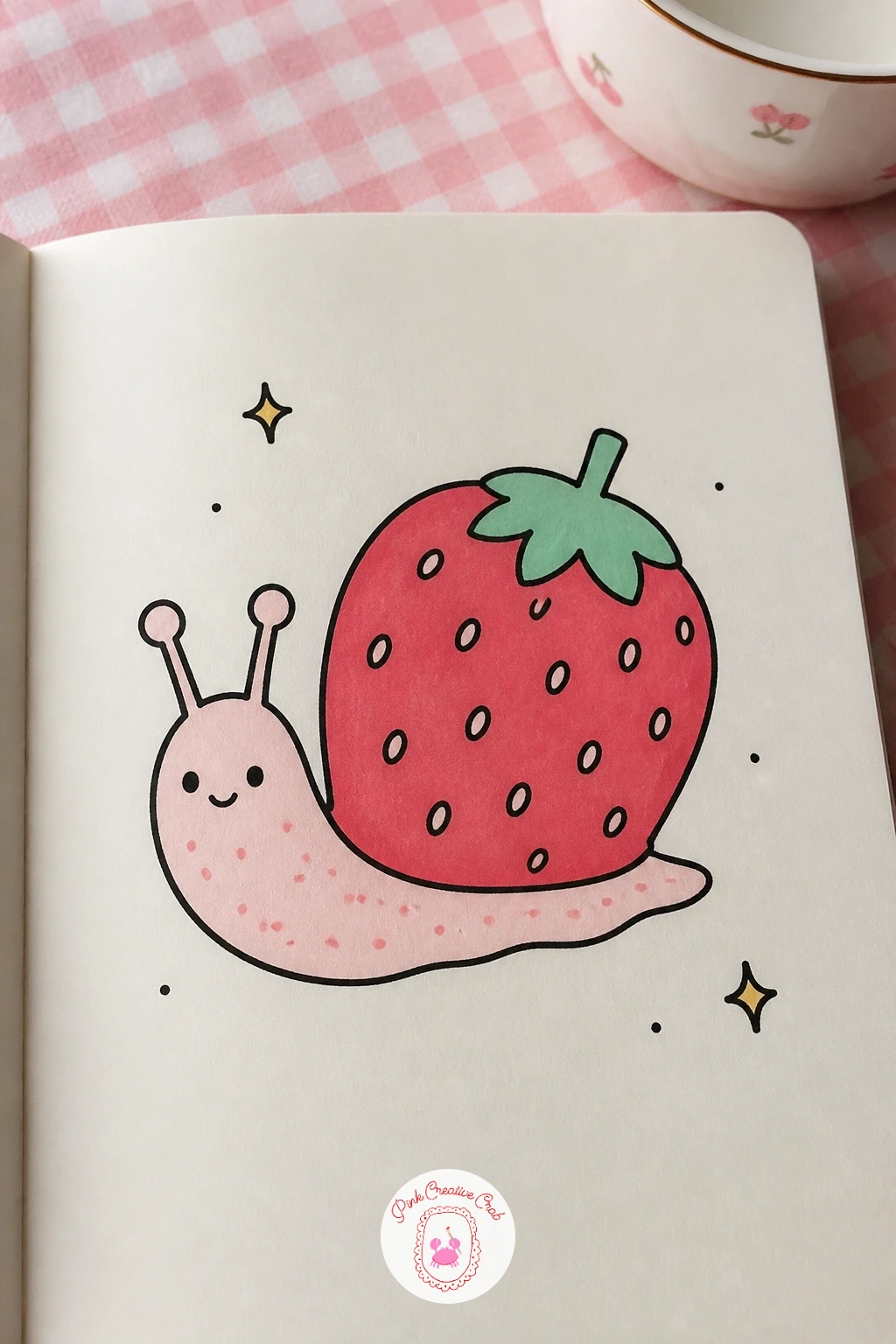 Snail With A Strawberry Shell — Swap the shell on an ordinary snail for a strawberry and you get one of the sweetest mini doodles on this list