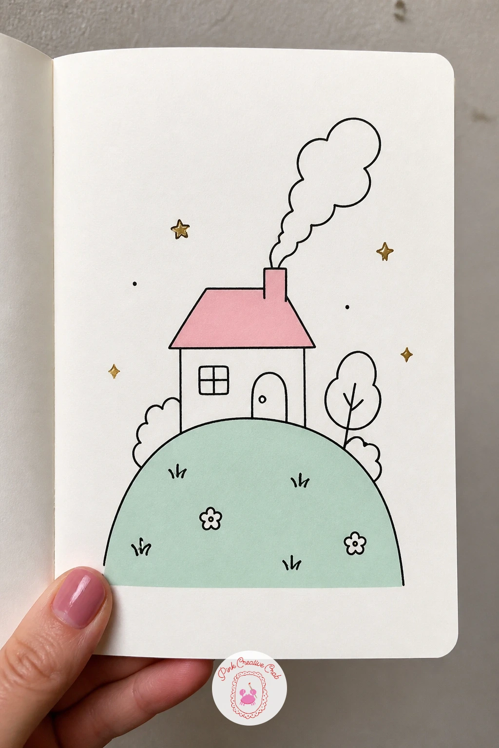 Tiny House On A Hill With Chimney Smoke — Give yourself a small landscape with a tiny house on a hill with chimney smoke, which works well once a few food and